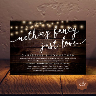 Invitation Rien De fantaisiste, Juste Amour, Mariage Elopemen