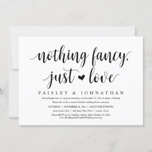 Invitation Rien De fantaisiste, Juste Amour, Mariage Elopemen