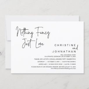 Invitation Rien De fantaisiste, Juste Amour, Mariage Elopemen