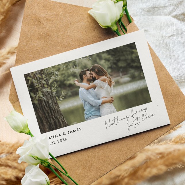 Invitation « Rien de fantaisiste, juste de l'amour » Annonce  (Minimalist Simple Elopement Announcement)