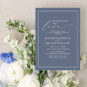Invitation Rien de fantaisiste, juste de l'amour, bleu poussi