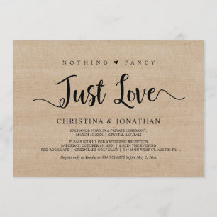 Invitation Rien de fantaisiste, juste de l'amour, bois rustiq