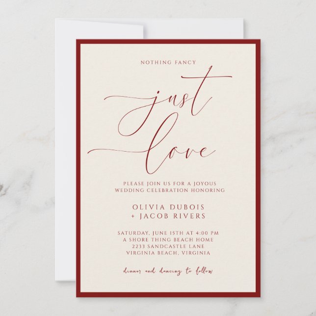 Invitation Rien de fantaisiste, juste de l'amour dans un scri (Devant)
