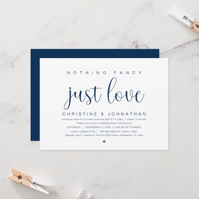 Invitation Rien de Fantaisiste Juste de l'Amour, Fête de Mari (Devant/Arrière en situation)