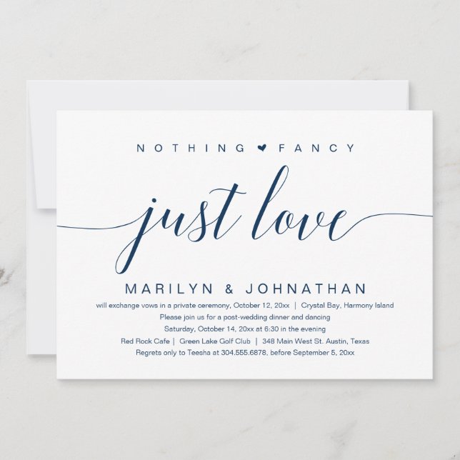 Invitation Rien de fantaisiste, juste de l'amour, Mariage Cla (Devant)