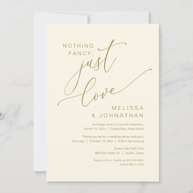 Invitation Rien de fantaisiste, juste de l'amour, Mariage en  (Devant)