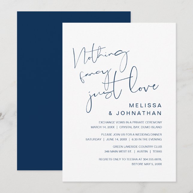 Invitation Rien de fantaisiste, juste de l'amour, Mariage en  (Devant / Derrière)