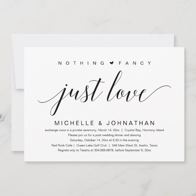 Invitation Rien de fantaisiste, juste de l'amour, Mariage en  (Devant)