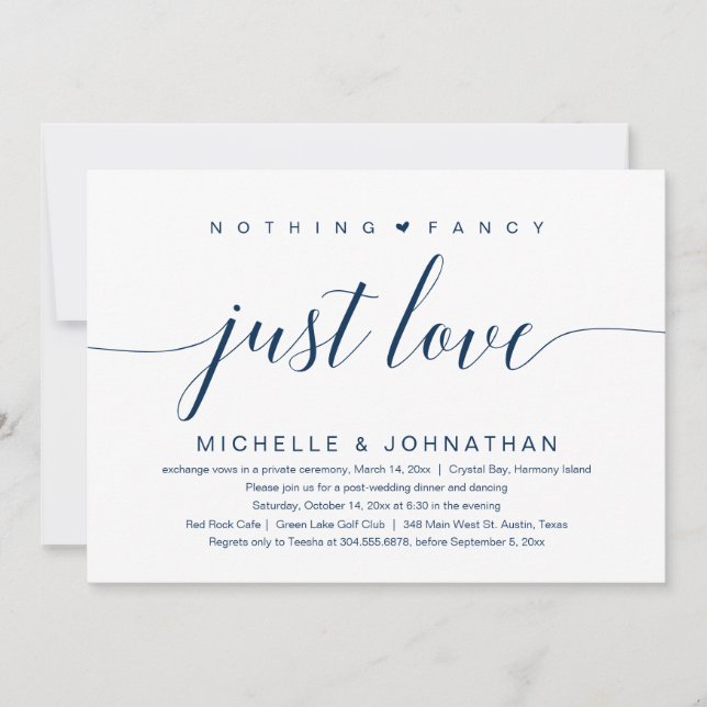 Invitation Rien de fantaisiste, juste de l'amour, Mariage en  (Devant)