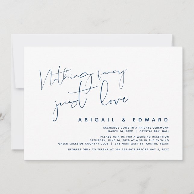 Invitation Rien de fantaisiste, juste de l'amour, Mariage en  (Devant)