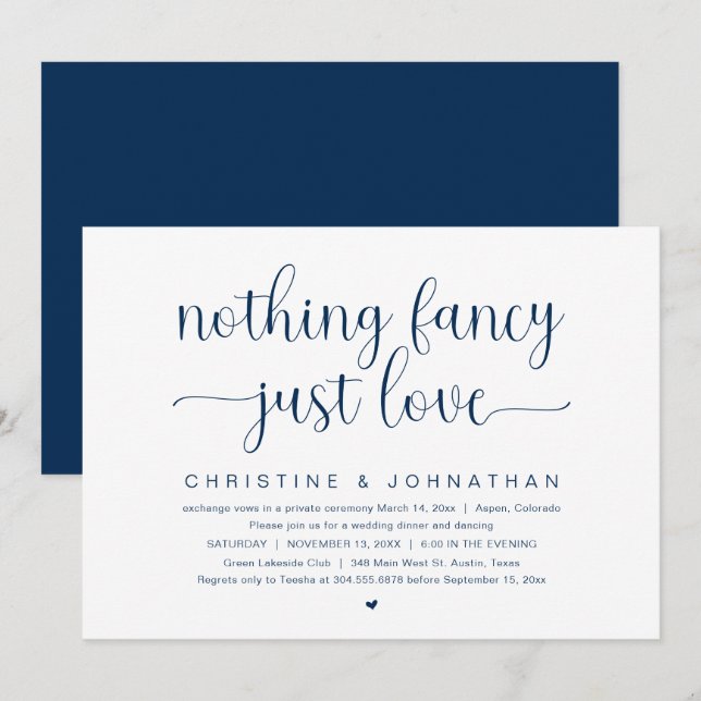 Invitation Rien de fantaisiste, juste de l'amour, mariage fug (Devant / Derrière)