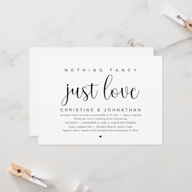 Invitation Rien de fantaisiste juste de l'amour, mariage fugu (Devant/Arrière en situation)