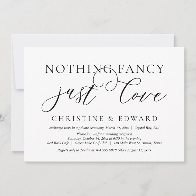 Invitation Rien de fantaisiste, juste de l'amour, mariage int (Devant)