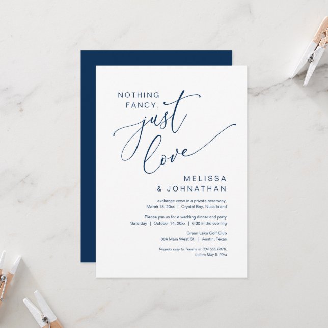 Invitation Rien de fantaisiste, juste de l'amour, mariage int (Devant/Arrière en situation)