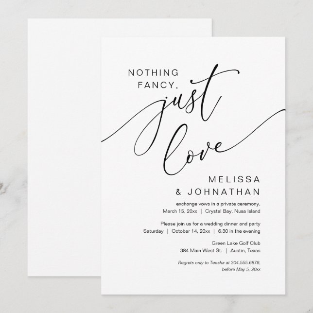 Invitation Rien de fantaisiste, juste de l'amour, mariage int (Devant / Derrière)
