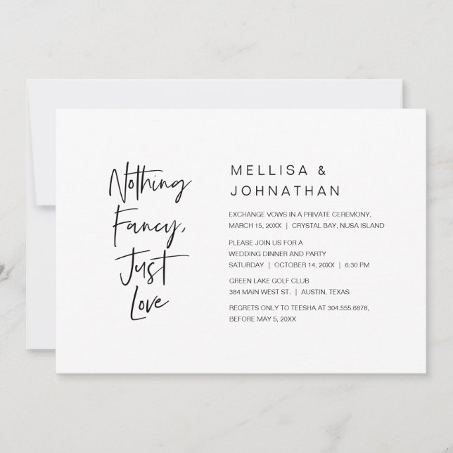 Invitation Rien de fantaisiste, juste de l'amour, mariage int (Devant)