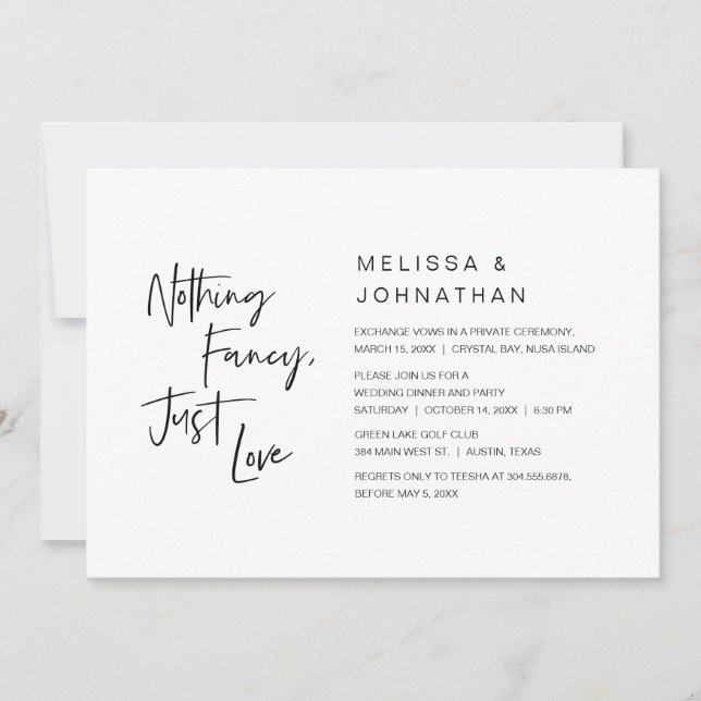 Invitation Rien de fantaisiste, juste de l'amour, mariage int (Devant)