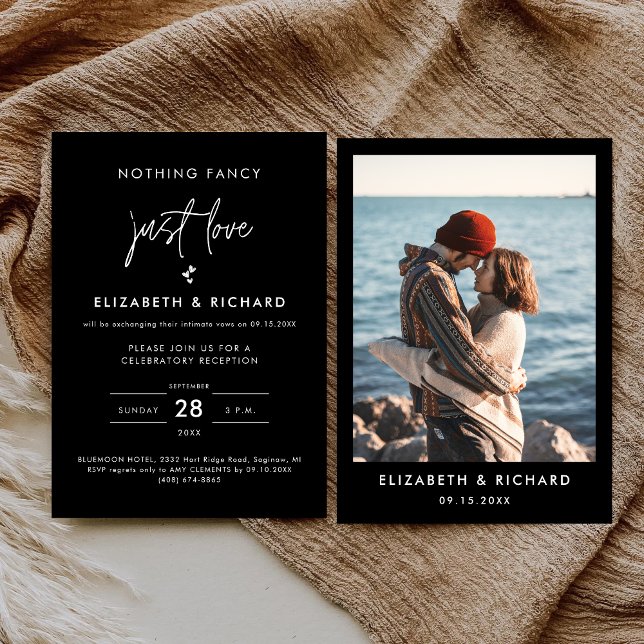 Invitation Rien de Fantaisiste Juste de l'Amour Mariage Minim (Minimalist “nothing fancy just love” invitation sets a relaxed, heartfelt vibe for your wedding.)