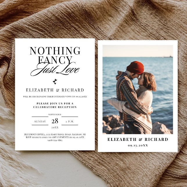 Invitation Rien de Fantaisiste Juste de l'Amour Mariage Minim (Minimalist “nothing fancy just love” invitation captures a relaxed, heartfelt tone for your wedding.)