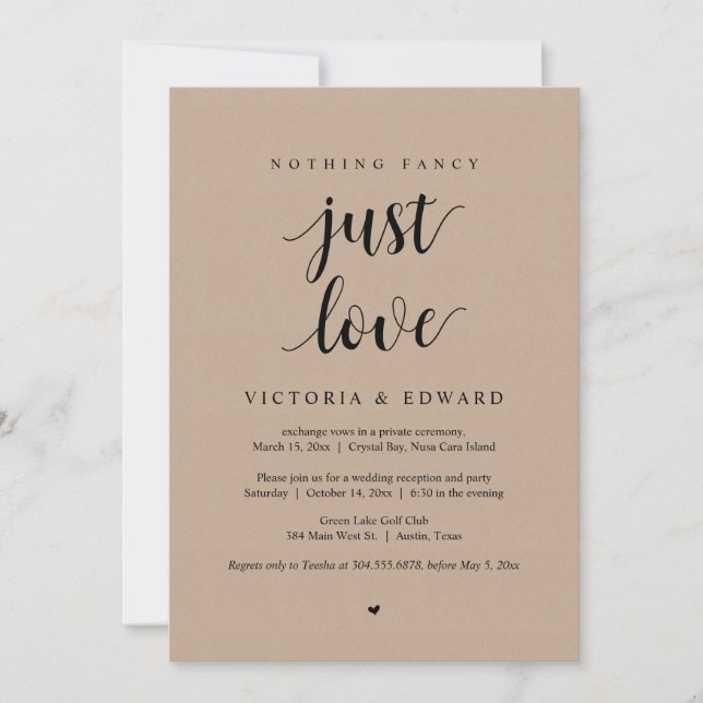 Invitation Rien de fantaisiste, juste de l'amour, Noir, Fête  (Devant)
