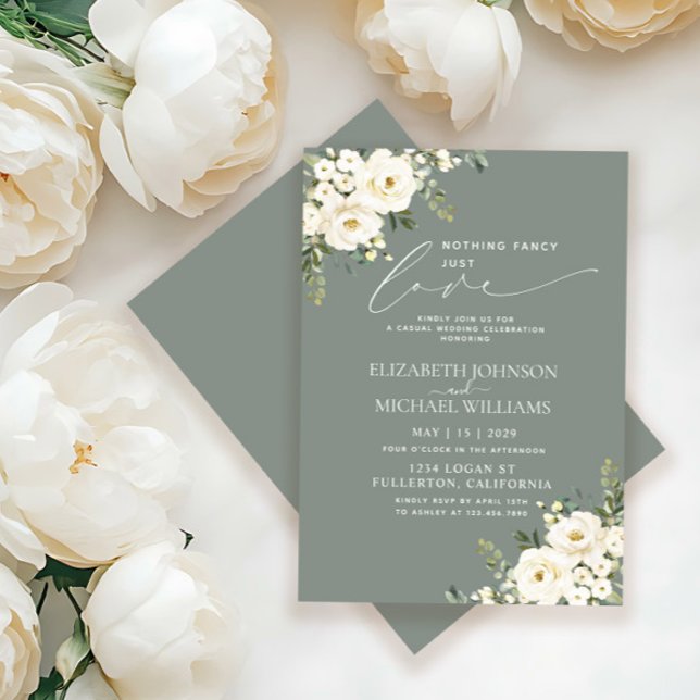 Invitation Rien de fantaisiste, juste l'amour, Vert sauge flo (Créateur téléchargé)