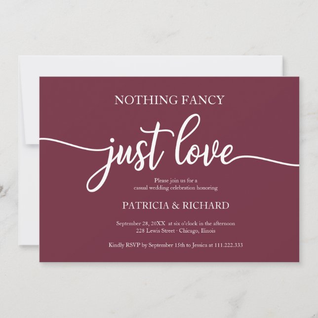 Invitation Rien de fantaisiste, juste un amour Mariage décont (Devant)