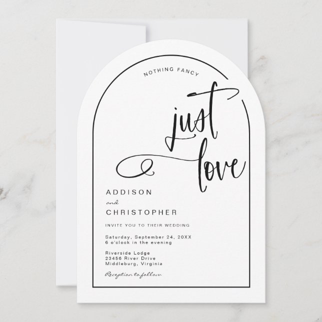 Invitation Rien de Fantaisiste Juste un Écriture de Mariage C (Devant)