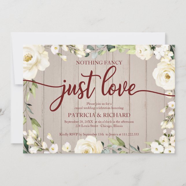 Invitation Rien de fantaisiste, juste un mariage d'amour blan (Devant)