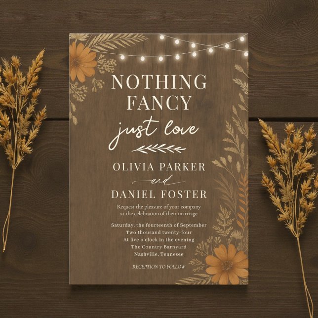 Invitation Rien de Fantaisiste Juste un Mariage Rustique Boho (Créateur téléchargé)
