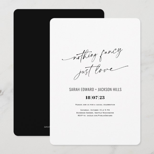 Invitation Rien de fantaisiste, juste un simple mariage en fu (Devant / Derrière)