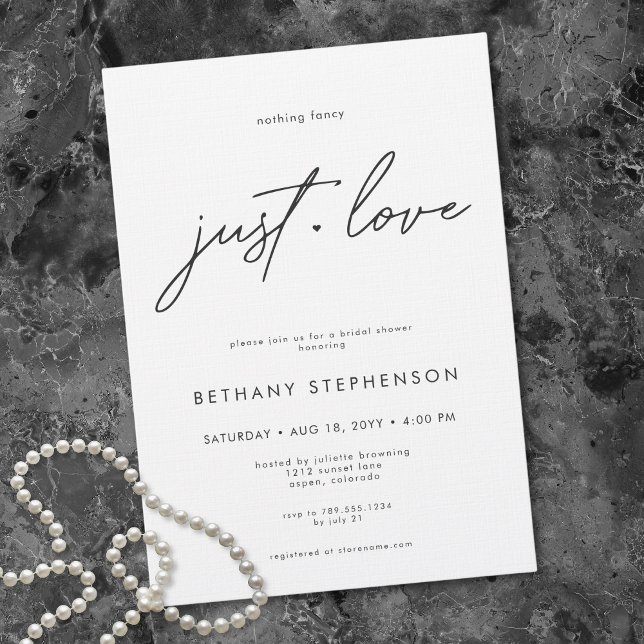 Invitation Rien de Fantaisiste Juste une Douche de Mariée Min (Nothing Fancy Just Love Minimalist Bridal Shower Invitation)