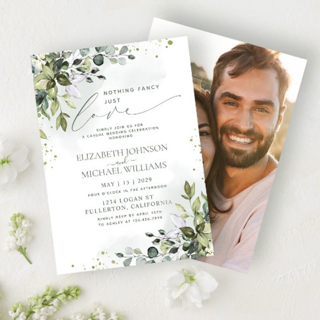 Invitation Rien de Fantastique Juste Amour Eucalyptus Vert Ph (Créateur téléchargé)