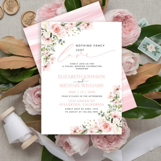 Invitation Rien de Fantastique Juste Amour Fleurs Roses Maria (Créateur téléchargé)