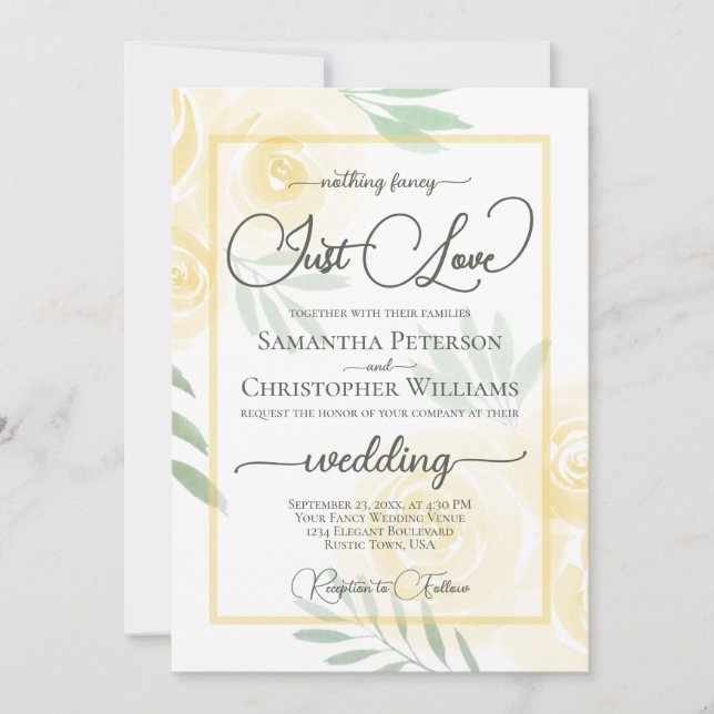 Invitation Rien de Fantastique Juste Amour Jaune Boho Roses M (Devant)