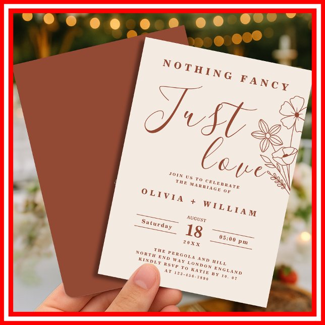 Invitation Rien de Fantastique Juste Amour Mariage Bohème Ora (Créateur téléchargé)