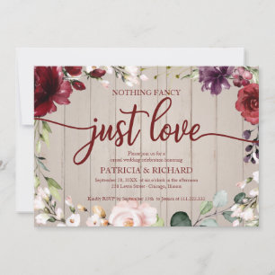 Invitation Rien de Fantastique Juste Amour Mariage Bois Rusti