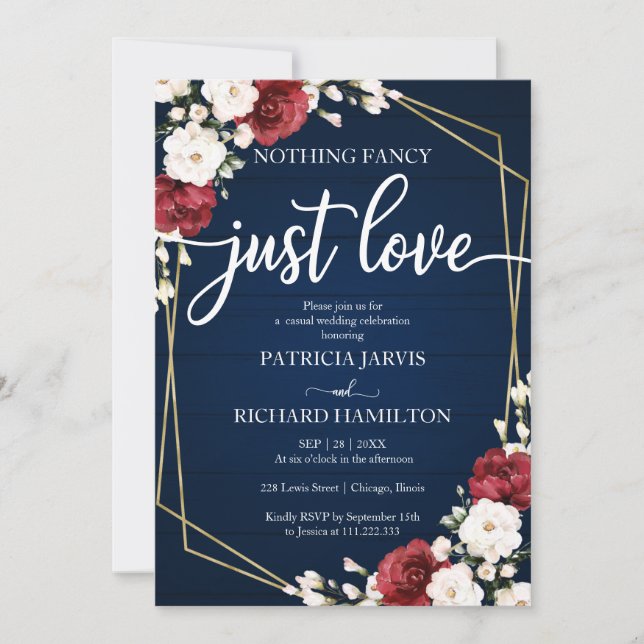 Invitation Rien de Fantastique Juste Amour Mariage Bourgogne  (Devant)
