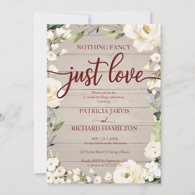 Invitation Rien de Fantastique Juste Amour Mariage Floral Rus (Devant)