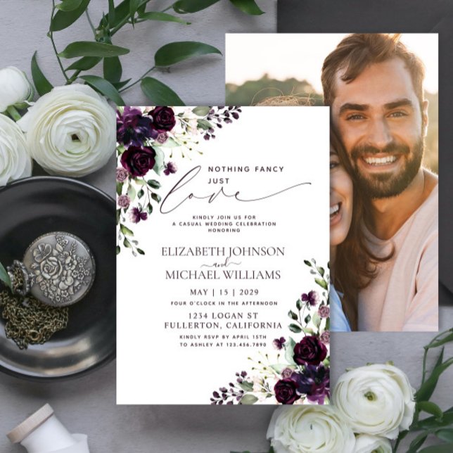 Invitation Rien de Fantastique Juste Amour Prune Violet Décon (Créateur téléchargé)