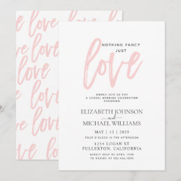 Invitation Rien de Fantastique Juste Amour Rose Mariage Casua