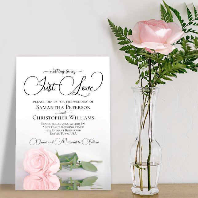 Invitation Rien de Fantastique Juste Amour Rose Rose Mariage (Créateur téléchargé)