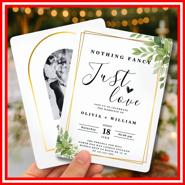 Invitation Rien de Fantastique Juste Amour Sage Vert Or Géomé (Créateur téléchargé)
