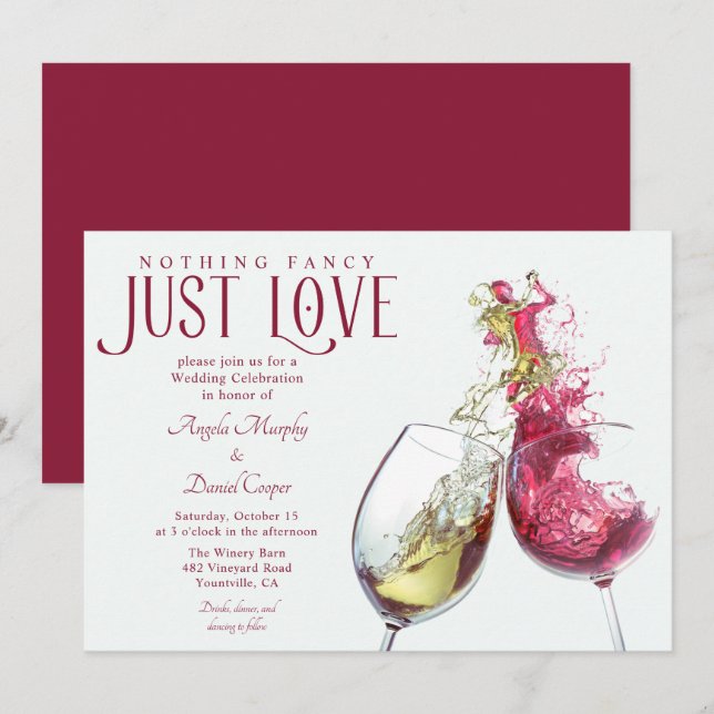 Invitation Rien de Fantastique Juste Amour Vin Rouge Blanc Ma (Devant / Derrière)