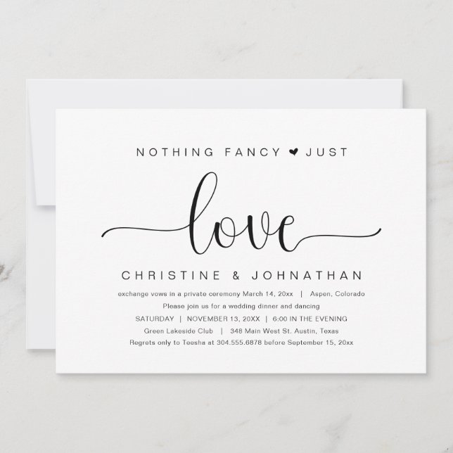 Invitation Rien de Fantastique Juste de l'Amour, Mariage Fuit (Devant)