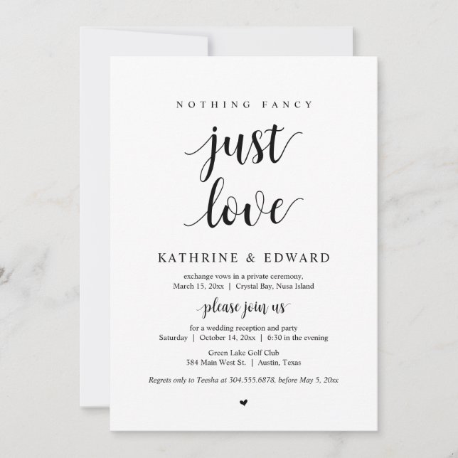 Invitation Rien de Fantastique Juste de l'Amour, Noir, Fête d (Devant)
