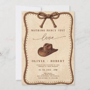 Invitation Rien de Fantastique Juste l'Amour Corde de Cowboy