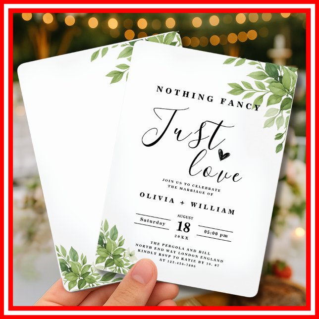 Invitation Rien de Fantastique Juste l'Amour Mariage Vert Sau (Créateur téléchargé)