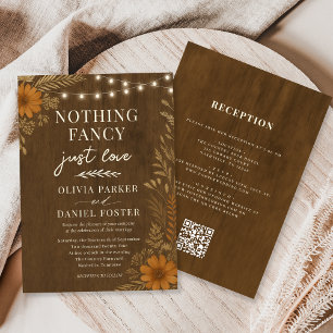 Invitation Rien de Fantastique Juste l'Amour Rustique Code QR