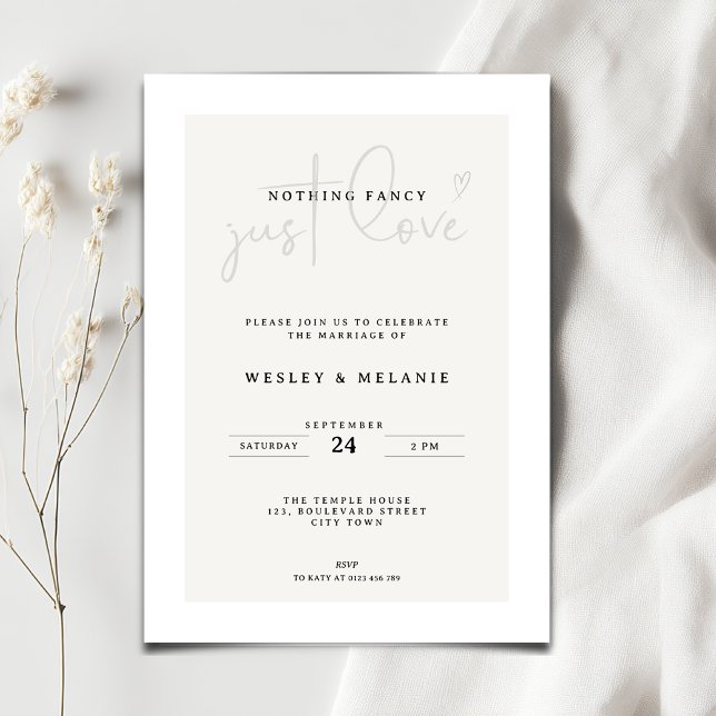 Invitation Rien de Fantastique Juste un Élégant Mariage Beige (Nothing fancy just love minimalist wedding invitation)