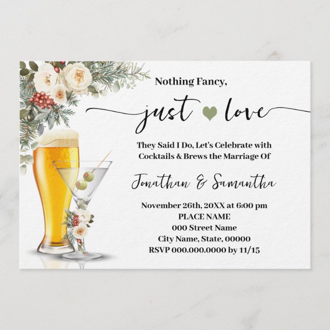 Invitation Rien de Fantastique Mariage d'Amour Blanc Hiver (Devant)